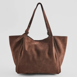 Skórzana zamszowa torebka shopper brązowa House