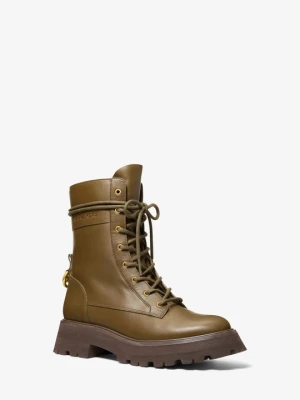 Skórzane botki Caleb w militarnym stylu Michael Kors LODEN (Zielony)