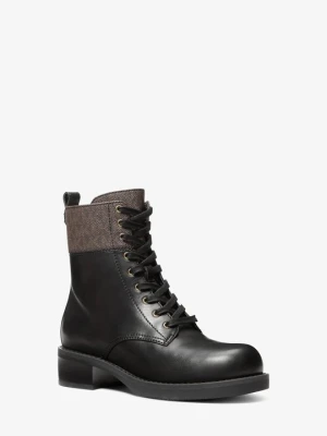 Skórzane botki Lyle w militarnym stylu z charakterystycznym logo Michael Kors