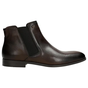 Ciemnobrązowe botki męskie ze skóry licowej 20041-52 Wojas