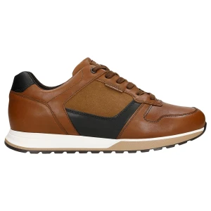 Brązowe półbuty męskie z łączonych skór 10243-73 Wojas