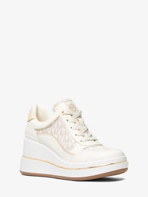 Skórzane buty sportowe na koturnie Emmy z charakterystycznym logo Michael Kors