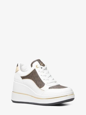 Skórzane buty sportowe na koturnie Emmy z charakterystycznym logo Michael Kors BRĄZOWY (Brązowy)