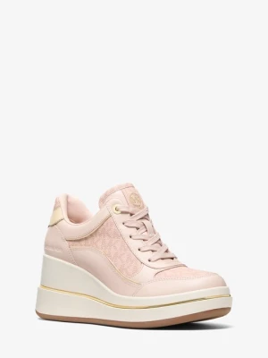Skórzane buty sportowe na koturnie Emmy z charakterystycznym logo Michael Kors ŁAGODNY RÓŻ (Różowy)