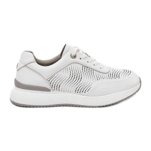 Skórzane Buty Sportowe Sneakersy Damskie S.Barski LR51-551 Białe