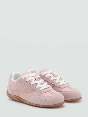 Skórzane buty sportowe wiązane na sznurówki blady róż - Dzieci - - MANGO KIDS