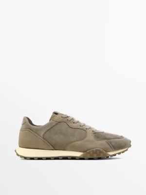 Skórzane Buty Sportowe Z Łączonych Materiałów - Norkowy - - Massimo Dutti - Mężczyzna