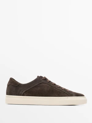 Skórzane Buty Sportowe Z Masywną Podeszwą - Brązowy - Massimo Dutti - Male