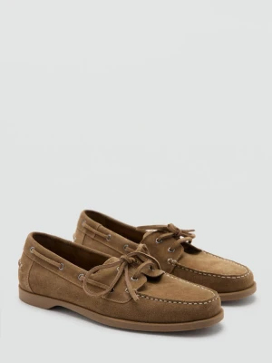 Skórzane buty w stylu żeglarskim średni brązowy - Mężczyzna - - MANGO MAN