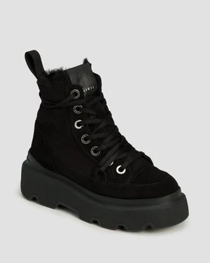 Skórzane Buty Zimowe Damskie Inuikii Matilda Shearling Czarne