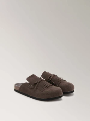 Skórzane chodaki brązowy - Kobieta - - MANGO