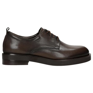 Ciemnobrązowe sznurowane półbuty damskie ze skóry licowej 46360-52 Wojas