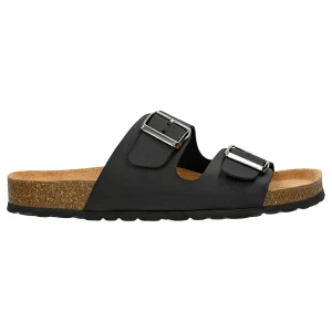 Czarne wygodne klapki męskie na korkowej podeszwie 32020-91 Wojas