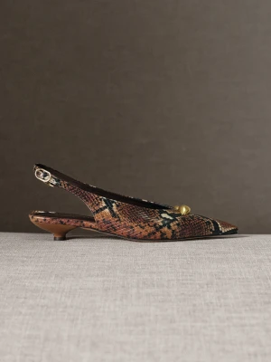 Skórzane czółenka slingback w zwierzęcy print Taranko