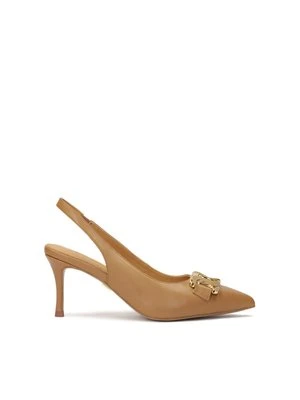 Skórzane czółenka slingback z łańcuchem Kazar