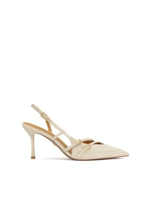Skórzane czółenka slingback zdobione paskami Kazar