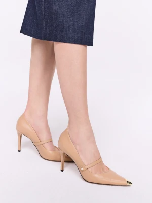 Skórzane czółenka z metalowym czubkiem TARANKO