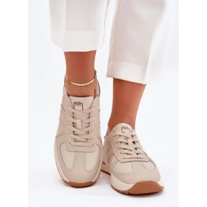 Skórzane Damskie Buty Sportowe Sneakersy Big Star By Daniel Lopez SS2D4043 Beżowe beżowy
