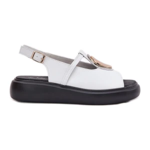 Skórzane Eleganckie Sandały Damskie S.Barski GR51-603 Białe