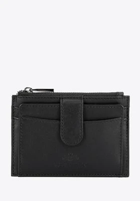 Skórzane etui na karty z kieszonką na brelok zbliżeniowy czarne Wittchen