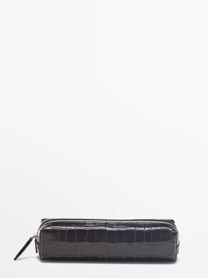 Skórzane Etui Z Fakturą - Brązowy - Massimo Dutti - Female