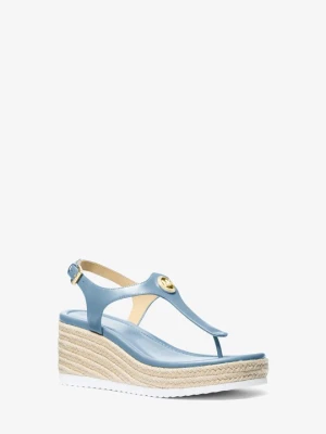 Skórzane japonki na koturnie Val na koturnie Michael Kors CHAMBRAY (Niebieski)