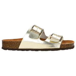 Złote klapki damskie na wygodnej podeszwie 74077-58 Wojas