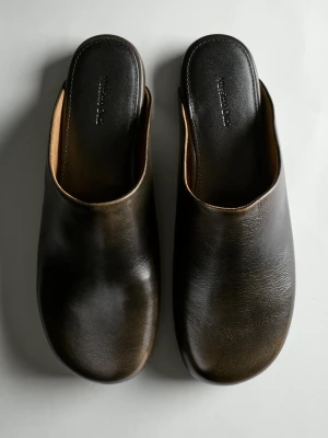 Skórzane Klapki Z Odkrytą Piętą - Brązowy - Massimo Dutti - Female