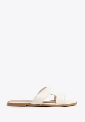 Skórzane klapki z wycięciem w literę „H” kremowe Wittchen