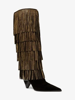 Skórzane kozaki Jayla z frędzlami i ozdobami MICHAEL Michael Kors