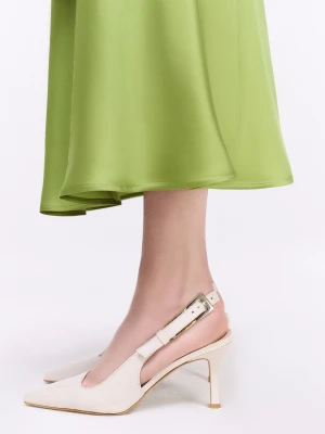 Skórzane kremowe czółenka TARANKO