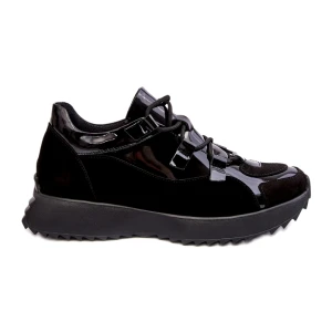 Skórzane lakierowane buty sportowe damskie M01/2 Zazoo czarne