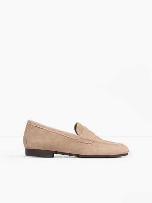 Skórzane loafersy BonPrix brązowy