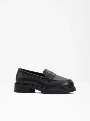 Skórzane loafersy BonPrix czarny