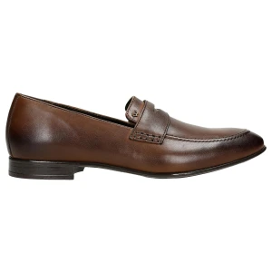Skórzane loafersy męskie w kolorze brązowym 10152-53 Wojas
