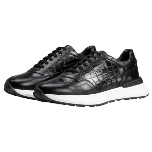 Czarne sneakersy męskie premium z tłoczeniem 10214-51 Wojas