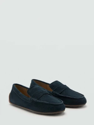 Skórzane mokasyny niebieski - Dzieci - - MANGO KIDS