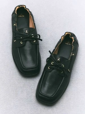 Skórzane mokasyny Soft Square ze sznurówkami PATRIZIA PEPE