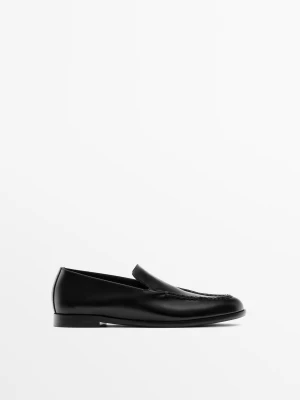 Skórzane Mokasyny − Wyprodukowano We Włoszech - Czarny - - Massimo Dutti - Kobieta
