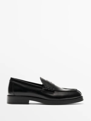 Skórzane Mokasyny Z Antifaz - Czarny - Massimo Dutti - Male