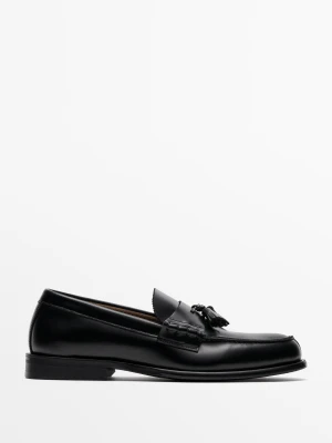 Skórzane Mokasyny Z Chwostami - Czarny - Massimo Dutti - Male