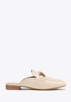 Skórzane mokasyny z odkrytą piętą beżowe Wittchen