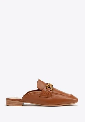 Skórzane mokasyny z odkrytą piętą brązowe Wittchen