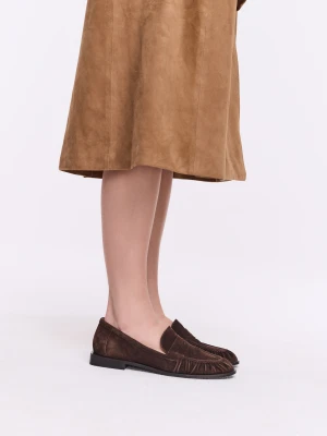 Skórzane mokasyny z ozdobnym marszczeniem TARANKO