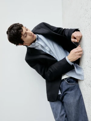 Skórzane Mokasyny Z Poprzecznym Paskiem - Czarny - - Massimo Dutti - Male