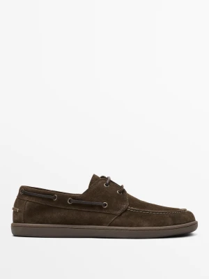 Skórzane Mokasyny Żeglarskie - Brązowy - Massimo Dutti - Male