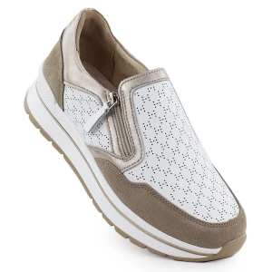 Skórzane półbuty sportowe sneakersy białe Filippo DP6777