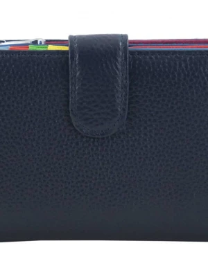 Skórzane portfele z ochroną kart RFID - Granatowe Merg