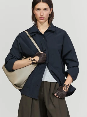 Skórzane Rękawiczki Biker Z Futrem - Brązowy - Massimo Dutti - Female