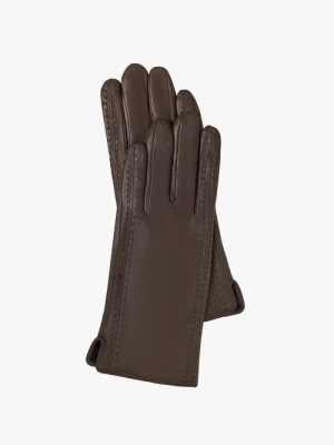 Skórzane rękawiczki damskie w brązowym kolorze Ryłko
